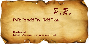 Pázmán Réka névjegykártya